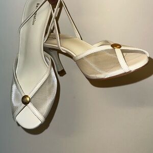 Reformation Paula Heeled Sandal White Mesh
